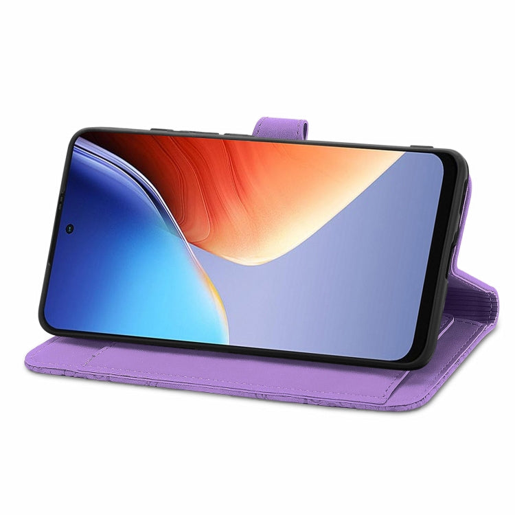 For Blackview A96 Embossed Flower Zipper Leather Phone Case(Purple) - More Brand by PMC TechLife | Online Shopping South Africa | PMC TechLife