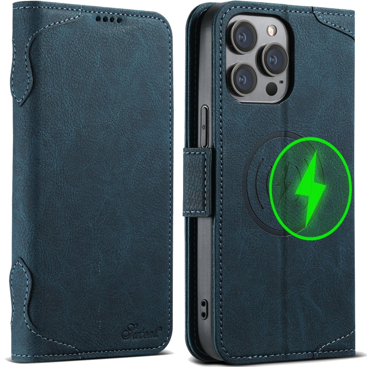 For iPhone 15 Pro Max SUTENI J07 Multifunctional Horizontal Flip Magsafe Leather Phone Case(Blue) - free shipping - PMC Jewellery - Order now!