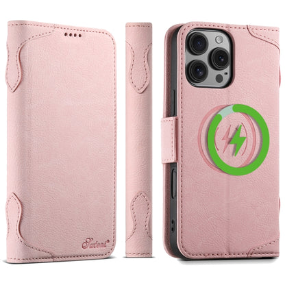 For iPhone 16 Pro SUTENI J07 Multifunctional Horizontal Flip Magsafe Leather Phone Case(Pink) - iPhone 16 Pro Cases by Suteni | Online Shopping South Africa | PMC Jewellery | Buy Now Pay Later Mobicred