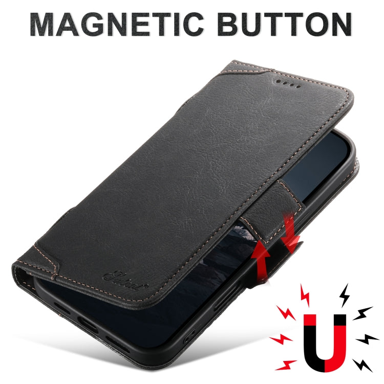 For iPhone 16 Plus SUTENI J07 Multifunctional Horizontal Flip Magsafe Leather Phone Case(Black) - iPhone 16 Plus Cases by Suteni | Online Shopping South Africa | PMC Jewellery | Buy Now Pay Later Mobicred