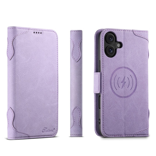 For iPhone 16 Plus SUTENI J07 Multifunctional Horizontal Flip Magsafe Leather Phone Case(Purple) - iPhone 16 Plus Cases by Suteni | Online Shopping South Africa | PMC Jewellery | Buy Now Pay Later Mobicred