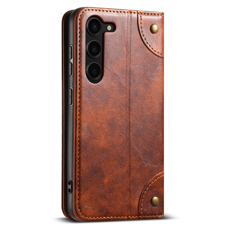 For Samsung Galaxy S24+ 5G Suteni Baroque Calf Texture Buckle Wallet Leather Phone Case(Khaki) - Galaxy S24+ 5G Cases by Suteni | Online Shopping South Africa | PMC Jewellery | Buy Now Pay Later Mobicred