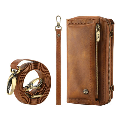 For Samsung Galaxy S24 5G Crossbody Multi-functional Zipper Wallet Leather Phone Case(Brown) - Galaxy S24 5G Cases by PMC Jewellery | Online Shopping South Africa | PMC Jewellery | Buy Now Pay Later Mobicred