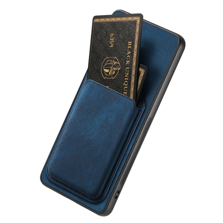 For OPPO A58 4G Retro Leather Card Bag Magnetic Phone Case(Blue) - OPPO Cases by PMC TechLife | Online Shopping South Africa | PMC TechLife | Buy Now Pay Later Mobicred