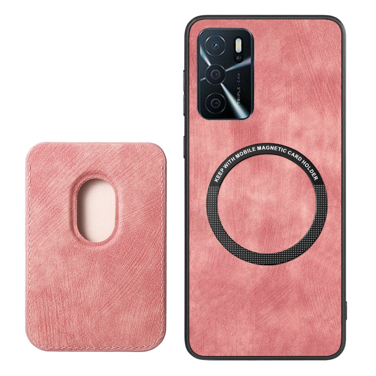 For OPPO A58 4G Retro Leather Card Bag Magnetic Phone Case(Pink) - OPPO Cases by PMC Jewellery | Online Shopping South Africa | PMC Jewellery | Buy Now Pay Later Mobicred