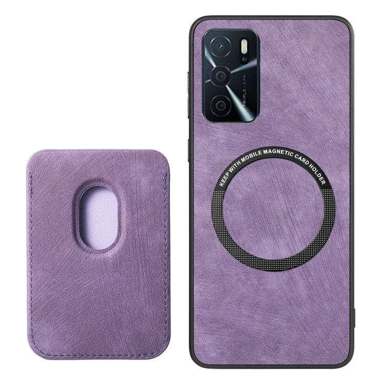 For OPPO Reno10 Pro Global Retro Leather Card Bag Magnetic Phone Case(Purple) - OPPO Cases by PMC Jewellery | Online Shopping South Africa | PMC Jewellery | Buy Now Pay Later Mobicred