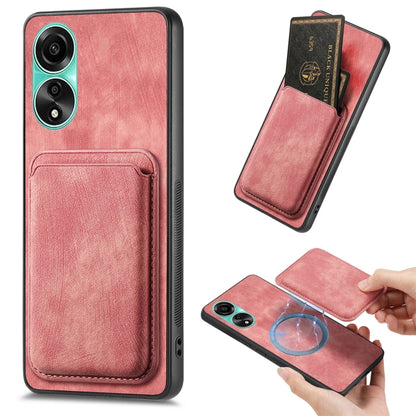 For OPPO A78 4G Retro Leather Card Bag Magnetic Phone Case(Pink) - OPPO Cases by PMC Jewellery | Online Shopping South Africa | PMC Jewellery | Buy Now Pay Later Mobicred