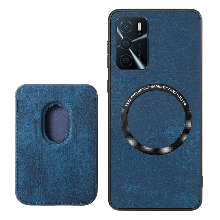 For OPPO A1 5G Retro Leather Card Bag Magnetic Phone Case(Blue) - OPPO Cases by PMC TechLife | Online Shopping South Africa | PMC TechLife | Buy Now Pay Later Mobicred