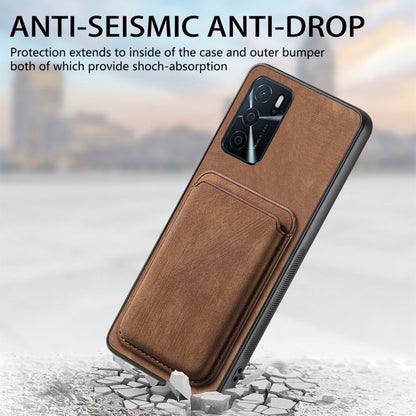 For OPPO Reno8 T 4G Retro Leather Card Bag Magnetic Phone Case(Brown) - OPPO Cases by PMC Jewellery | Online Shopping South Africa | PMC Jewellery | Buy Now Pay Later Mobicred