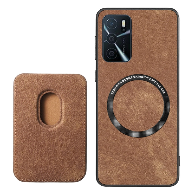 For OPPO Reno8 T 5G Retro Leather Card Bag Magnetic Phone Case(Brown) - OPPO Cases by PMC Jewellery | Online Shopping South Africa | PMC Jewellery | Buy Now Pay Later Mobicred