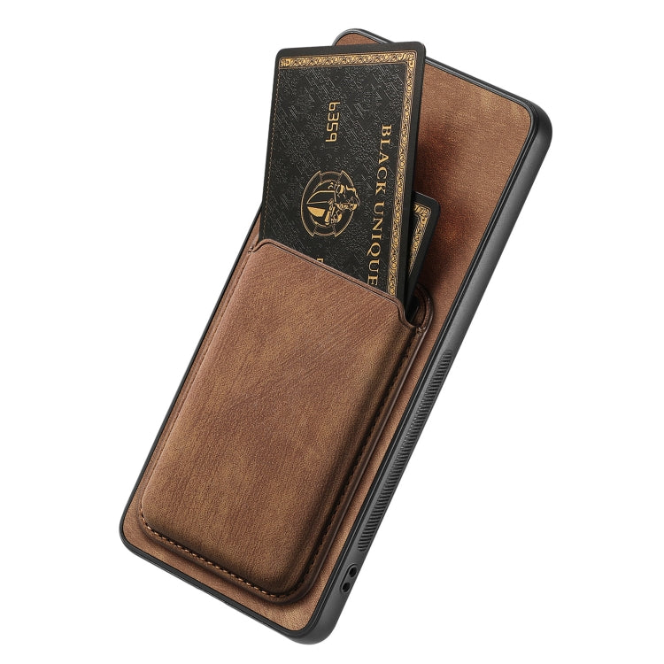 For OPPO Reno9 Pro+ 5G Retro Leather Card Bag Magnetic Phone Case(Brown) - OPPO Cases by PMC Jewellery | Online Shopping South Africa | PMC Jewellery | Buy Now Pay Later Mobicred