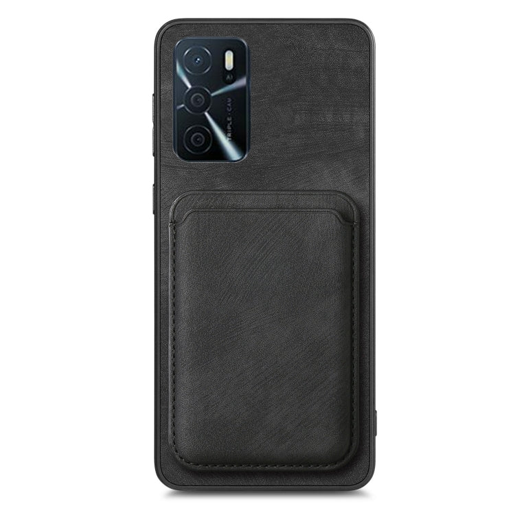 For OPPO A17K Retro Leather Card Bag Magnetic Phone Case(Black) - OPPO Cases by PMC TechLife | Online Shopping South Africa | PMC TechLife | Buy Now Pay Later Mobicred