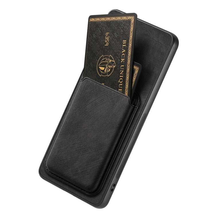 For OPPO A17 Retro Leather Card Bag Magnetic Phone Case(Black) - OPPO Cases by PMC Jewellery | Online Shopping South Africa | PMC Jewellery | Buy Now Pay Later Mobicred