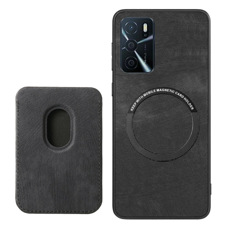 For OPPO A57 4G Retro Leather Card Bag Magnetic Phone Case(Black) - OPPO Cases by PMC TechLife | Online Shopping South Africa | PMC TechLife | Buy Now Pay Later Mobicred