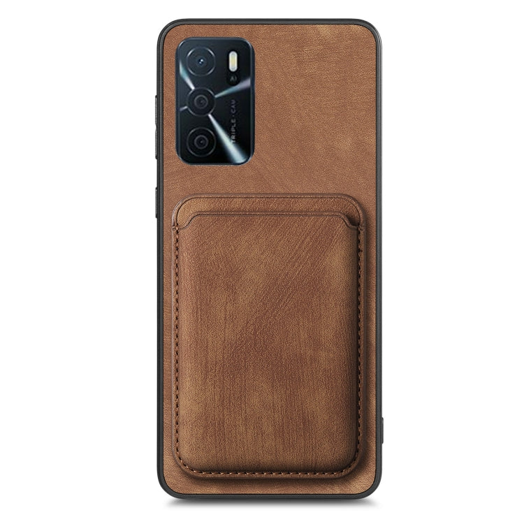 For OPPO A57 5G Retro Leather Card Bag Magnetic Phone Case(Brown) - OPPO Cases by PMC TechLife | Online Shopping South Africa | PMC TechLife | Buy Now Pay Later Mobicred