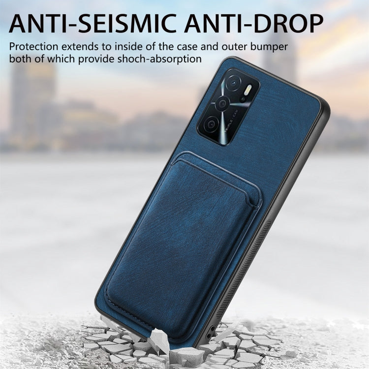 For OPPO A16K Retro Leather Card Bag Magnetic Phone Case(Blue) - OPPO Cases by PMC TechLife | Online Shopping South Africa | PMC TechLife | Buy Now Pay Later Mobicred