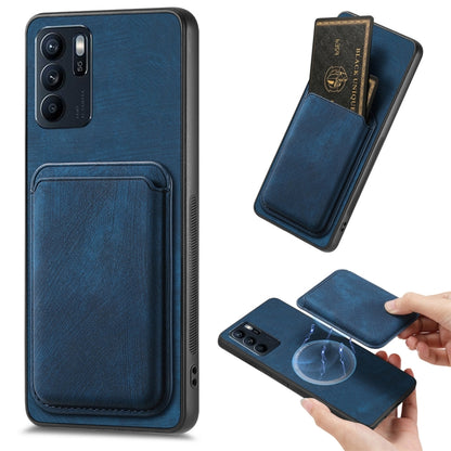 For OPPO Reno6 Z Retro Leather Card Bag Magnetic Phone Case(Blue) - OPPO Cases by PMC Jewellery | Online Shopping South Africa | PMC Jewellery | Buy Now Pay Later Mobicred