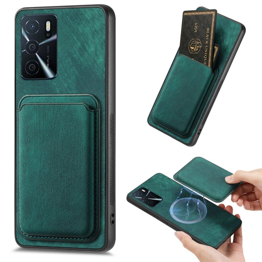 For OPPO A16 Retro Leather Card Bag Magnetic Phone Case(Green) - OPPO Cases by PMC Jewellery | Online Shopping South Africa | PMC Jewellery | Buy Now Pay Later Mobicred