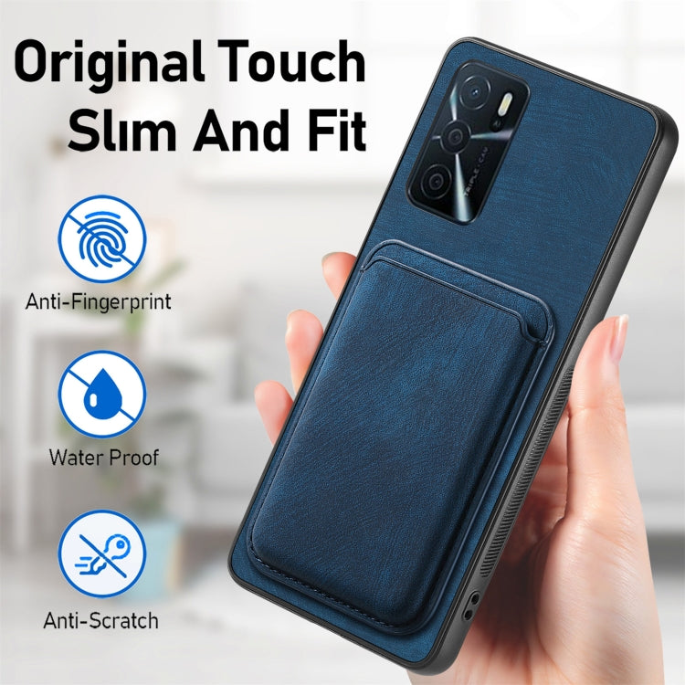 For OPPO Reno6 Pro+ Retro Leather Card Bag Magnetic Phone Case(Blue) - OPPO Cases by PMC TechLife | Online Shopping South Africa | PMC TechLife | Buy Now Pay Later Mobicred