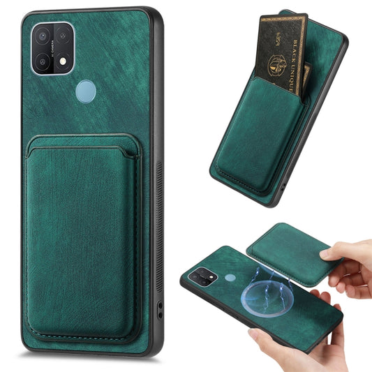 For OPPO A15 Retro Leather Card Bag Magnetic Phone Case(Green) - OPPO Cases by PMC Jewellery | Online Shopping South Africa | PMC Jewellery | Buy Now Pay Later Mobicred
