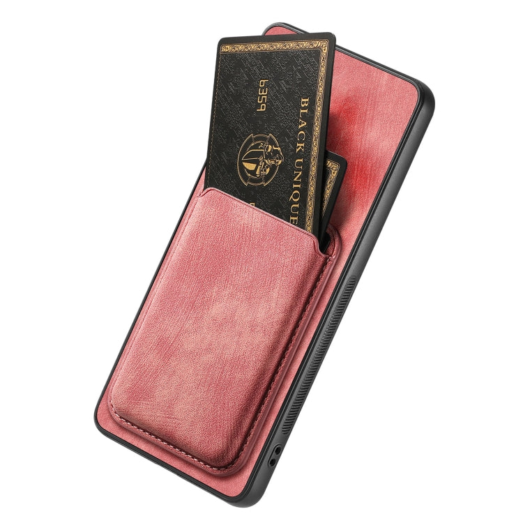 For OPPO A15 Retro Leather Card Bag Magnetic Phone Case(Pink) - OPPO Cases by PMC TechLife | Online Shopping South Africa | PMC TechLife | Buy Now Pay Later Mobicred