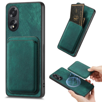 For OPPO A38 4G / A18 4G Retro Leather Card Bag Magnetic Phone Case(Green) - OPPO Cases by PMC Jewellery | Online Shopping South Africa | PMC Jewellery | Buy Now Pay Later Mobicred