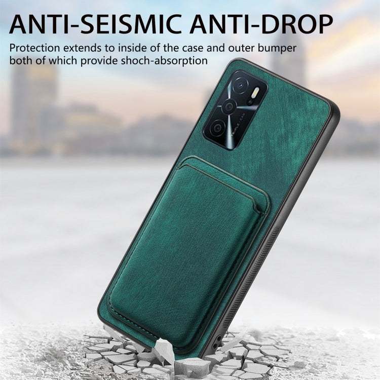 For OPPO A38 4G / A18 4G Retro Leather Card Bag Magnetic Phone Case(Green) - OPPO Cases by PMC Jewellery | Online Shopping South Africa | PMC Jewellery | Buy Now Pay Later Mobicred