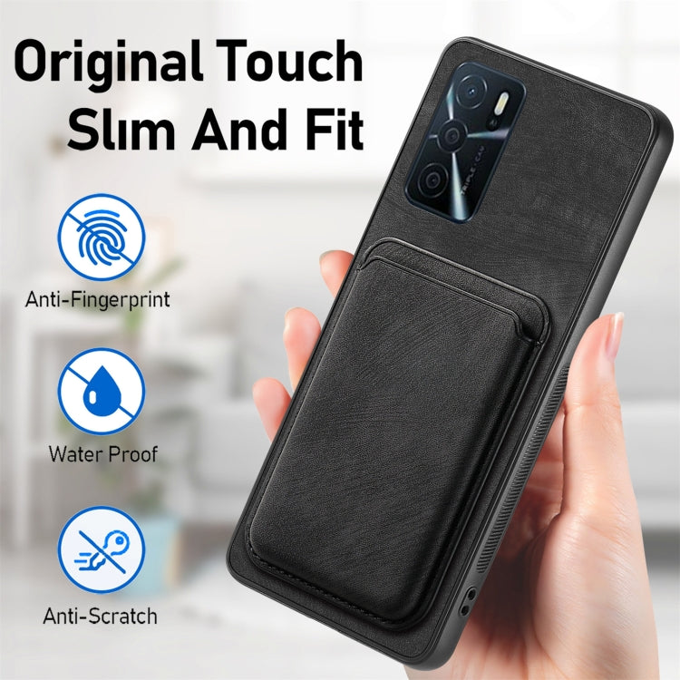 For OPPO A53 / A53S Retro Leather Card Bag Magnetic Phone Case(Black) - OPPO Cases by PMC TechLife | Online Shopping South Africa | PMC TechLife | Buy Now Pay Later Mobicred