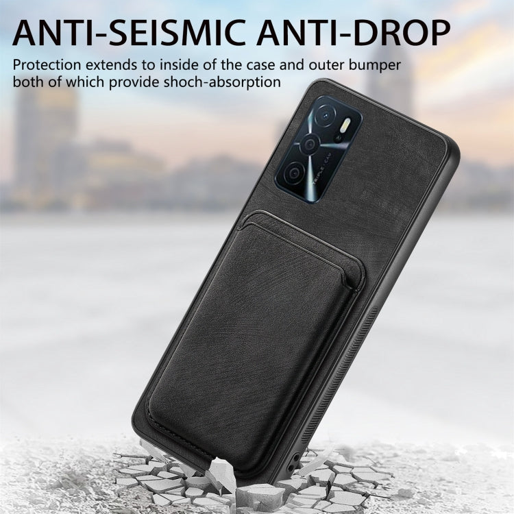 For OPPO A7/A12 Retro Leather Card Bag Magnetic Phone Case(Black) - OPPO Cases by PMC TechLife | Online Shopping South Africa | PMC TechLife | Buy Now Pay Later Mobicred