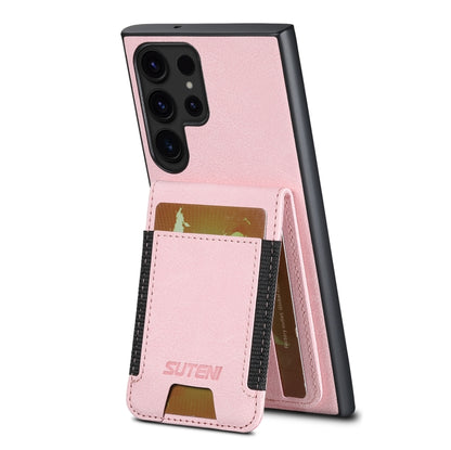 For Samsuny Galaxy S24 Ultrra 5G Suteni H03 Litchi Leather Card Bag Stand Back Phone Case(Pink) - Galaxy S24 Ultra 5G Cases by Suteni | Online Shopping South Africa | PMC Jewellery | Buy Now Pay Later Mobicred