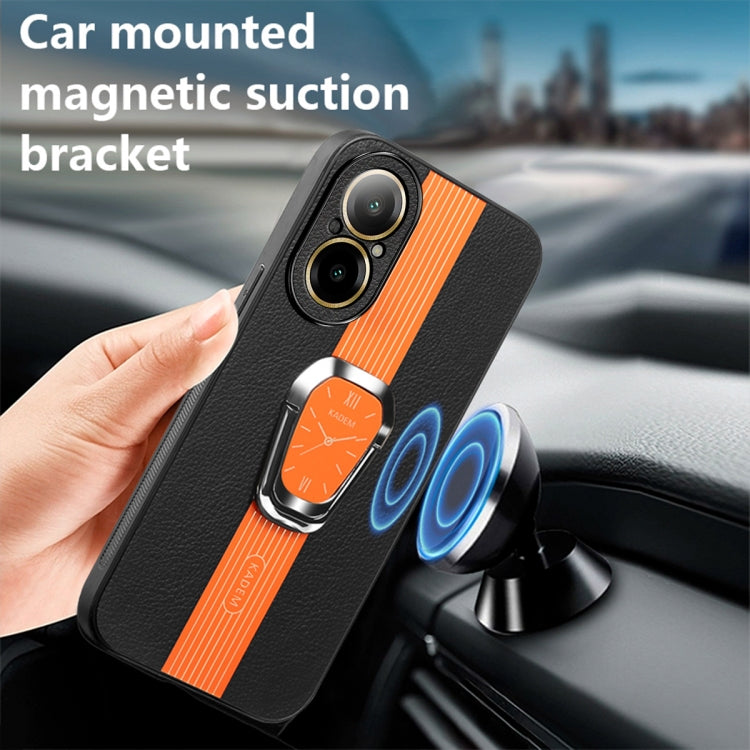 For Realme C67 4G Magnetic Litchi Leather Back Phone Case with Holder(Orange) - Realme Cases by PMC TechLife | Online Shopping South Africa | PMC TechLife | Buy Now Pay Later Mobicred