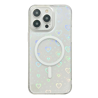 For iPhone 15 Pro Laser Love MagSafe TPU Phone Case(Transparent) - iPhone 15 Pro Cases by PMC Jewellery | Online Shopping South Africa | PMC Jewellery