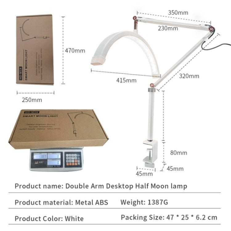 HD-M3X For Eyelash Extensions / Tattoo / Nail Art Lighting Lamp 16 inch Clip-on Half Moon Desk Lamp(UK Plug) - Selfie Light by PMC Jewellery | Online Shopping South Africa | PMC Jewellery | Buy Now Pay Later Mobicred