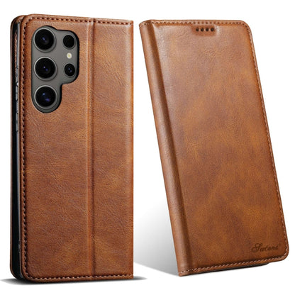 For Samsung Galaxy S24 Ultra 5G Suteni J02 Oil Wax Wallet Leather Phone Case(Brown) - Galaxy S24 Ultra 5G Cases by Suteni | Online Shopping South Africa | PMC Jewellery | Buy Now Pay Later Mobicred