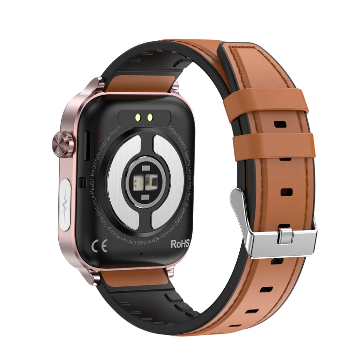 ET570 1.96 inch Color Screen Smart Watch Leather Strap, Support Bluetooth Call / ECG(Brown) - Smart Watches by PMC TechLife | Online Shopping South Africa | PMC TechLife