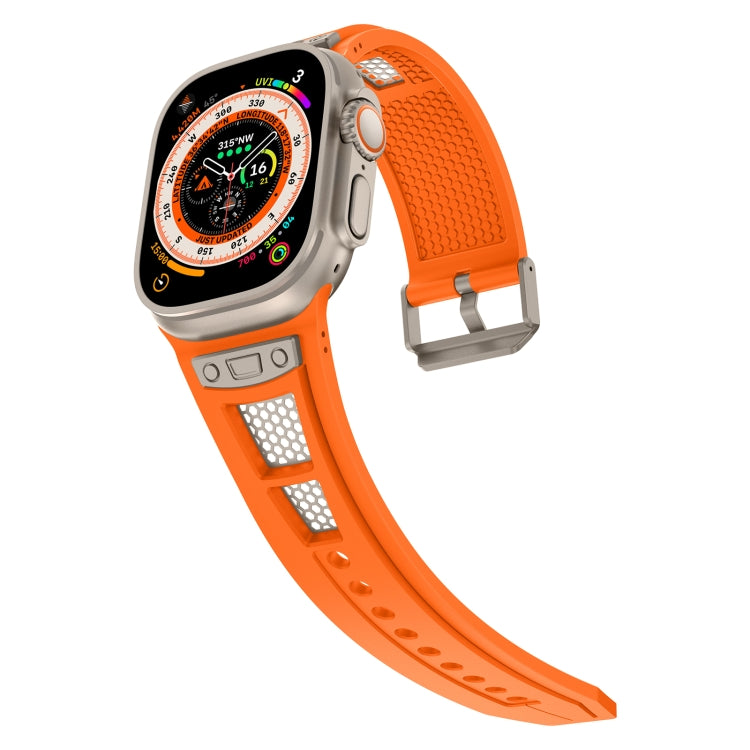 For Apple Watch SE 2023 44mm Breathable Stainless Steel Mesh TPU Watch Band(Orange Titanium) - Watch Bands by PMC Jewellery | Online Shopping South Africa | PMC Jewellery