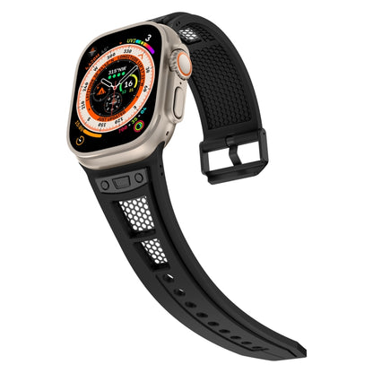 For Apple Watch SE 2023 44mm Breathable Stainless Steel Mesh TPU Watch Band(Black Black) - Watch Bands by PMC Jewellery | Online Shopping South Africa | PMC Jewellery