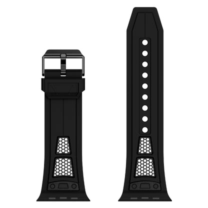 For  Apple Watch Series 9 45mm Breathable Stainless Steel Mesh TPU Watch Band(Black Black) - Watch Bands by PMC Jewellery | Online Shopping South Africa | PMC Jewellery