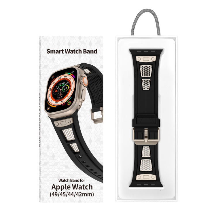 For Apple Watch Series 5 44mm Breathable Stainless Steel Mesh TPU Watch Band(Black Titanium) - Watch Bands by PMC Jewellery | Online Shopping South Africa | PMC Jewellery