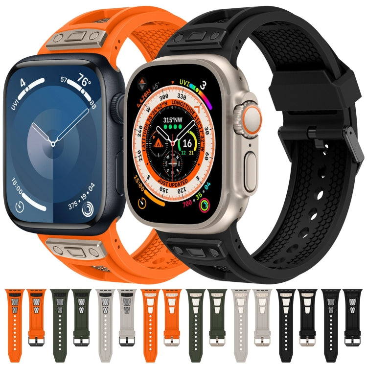 For Apple Watch Series 3 42mm Breathable Stainless Steel Mesh TPU Watch Band(Orange Titanium) - Watch Bands by PMC Jewellery | Online Shopping South Africa | PMC Jewellery