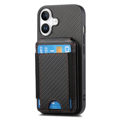 For iPhone 16 Plus Carbon Fiber Vertical Flip Wallet Stand Phone Case(Black) - iPhone 16 Plus Cases by PMC Jewellery | Online Shopping South Africa | PMC Jewellery | Buy Now Pay Later Mobicred