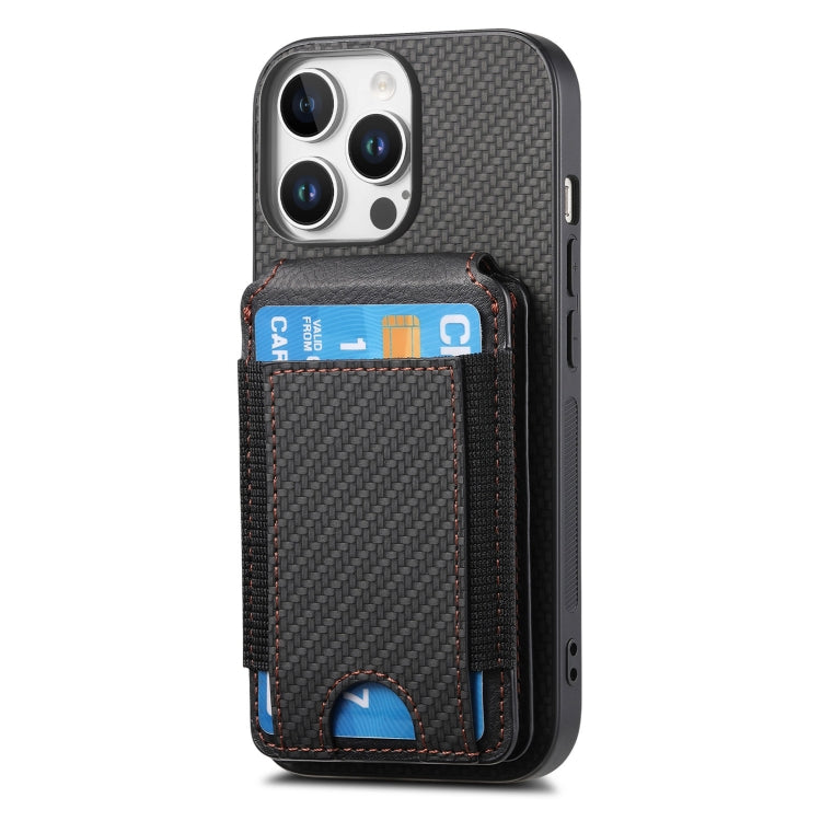 For iPhone 16 Pro Max Carbon Fiber Vertical Flip Wallet Stand Phone Case(Black) - More iPhone Cases by PMC Jewellery | Online Shopping South Africa | PMC Jewellery | Buy Now Pay Later Mobicred