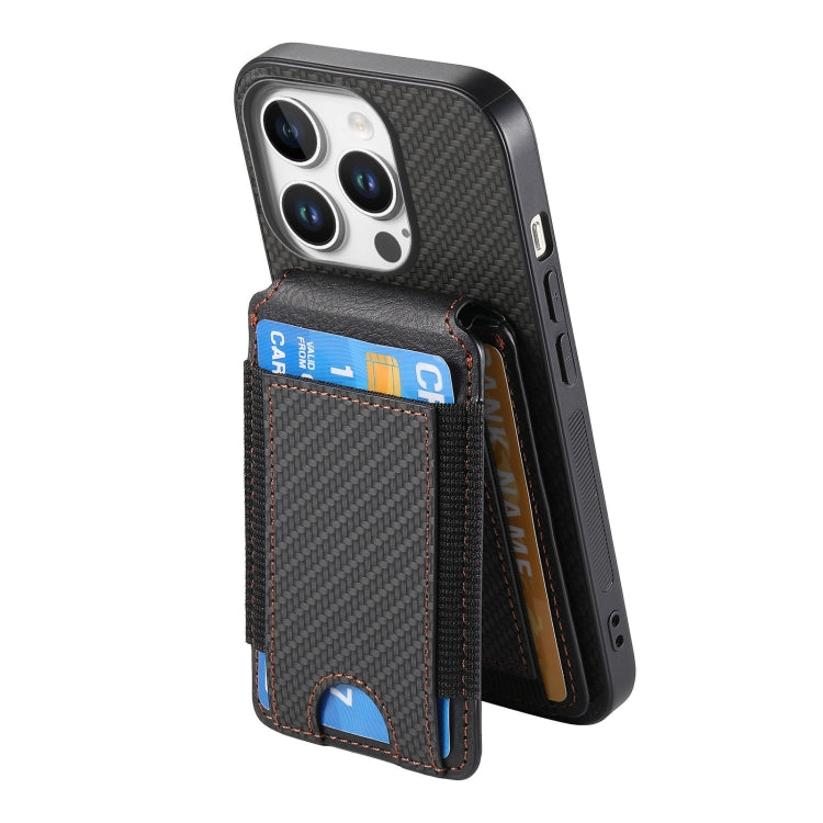 For iPhone 16 Pro Max Carbon Fiber Vertical Flip Wallet Stand Phone Case(Black) - More iPhone Cases by PMC Jewellery | Online Shopping South Africa | PMC Jewellery | Buy Now Pay Later Mobicred