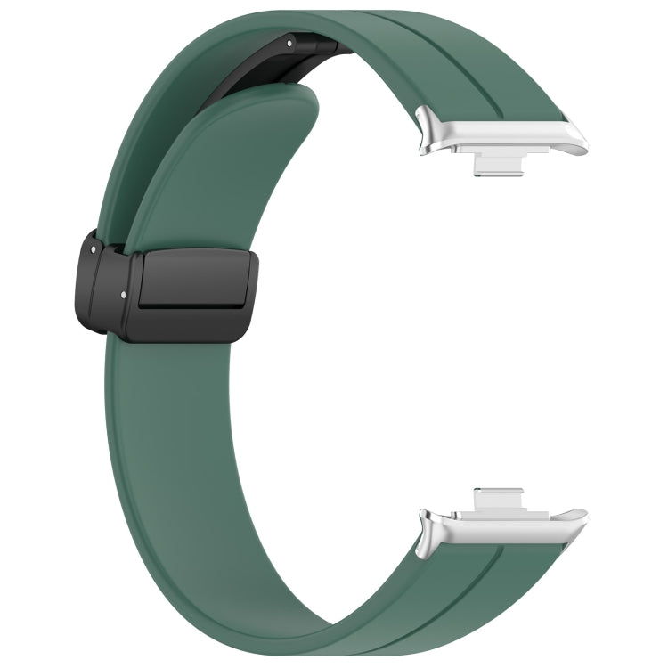 For Redmi Watch 4 Groove Folding Magnetic Buckle Silicone Watch Band(Dark Green) - Watch Bands by PMC Jewellery | Online Shopping South Africa | PMC Jewellery