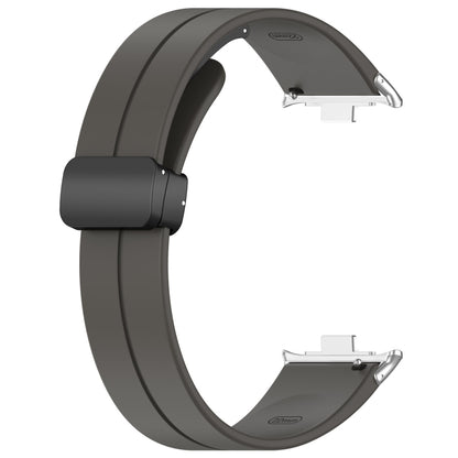 For Redmi Watch 4 Groove Folding Magnetic Buckle Silicone Watch Band(Dark Gray) - Watch Bands by PMC Jewellery | Online Shopping South Africa | PMC Jewellery