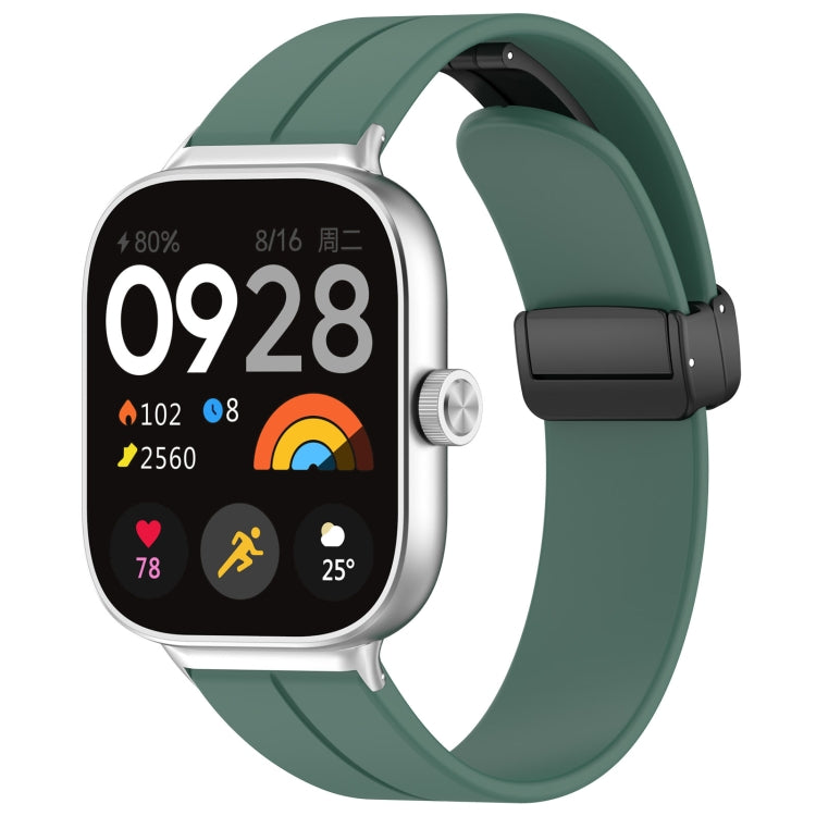 For Xiaomi  Mi Band 8 Pro Groove Folding Magnetic Buckle Silicone Watch Band(Dark Green) - Watch Bands by PMC Jewellery | Online Shopping South Africa | PMC Jewellery