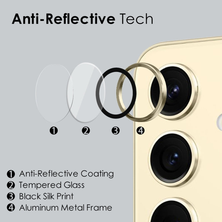 For Samsung Galaxy S24+ 5G NORTHJO Camera LensCD Vein Metal Ring Tempered Glass Film(Gold) - Galaxy S24+ 5G Tempered Glass by NORTHJO | Online Shopping South Africa | PMC Jewellery | Buy Now Pay Later Mobicred