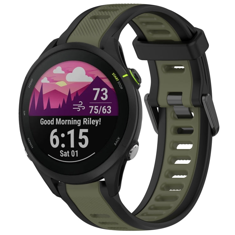 For Garmin Forerunner 255 22mm Two Color Textured Silicone Watch Band(Green+Black) - Watch Bands by PMC TechLife | Online Shopping South Africa | PMC TechLife