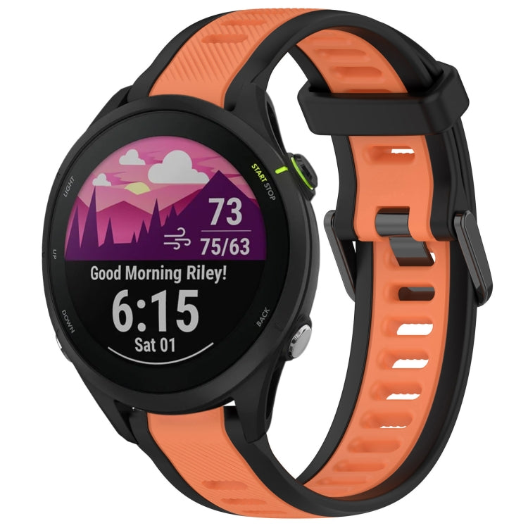 For Garmin Forerunner 255 22mm Two Color Textured Silicone Watch Band(Orange+Black) - Watch Bands by PMC Jewellery | Online Shopping South Africa | PMC Jewellery