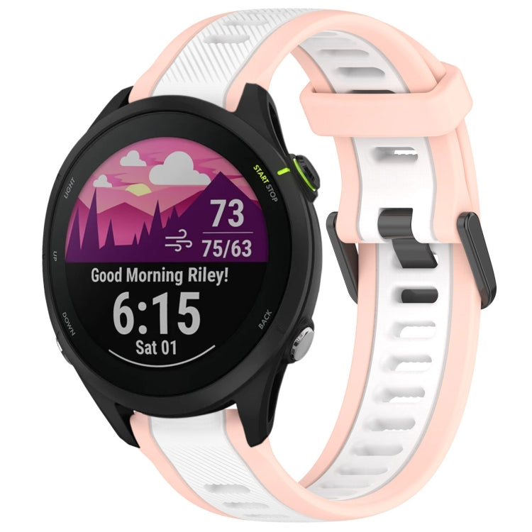 For Garmin Forerunner 255 22mm Two Color Textured Silicone Watch Band(White+Pink) - Watch Bands by PMC TechLife | Online Shopping South Africa | PMC TechLife